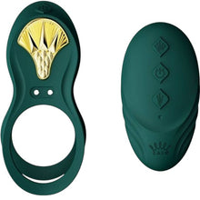 Inel vibrator pentru penis ZALO BAYEK, control prin telecomandă, 8 funcții de vibrație, din silicon moale, verde smarald