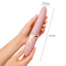 Vibrator ZALO EVE Oral Pleasure, în formă de limbă, cu funcție de încălzire, 6 funcții de vibrație, din silicon lichid, lungime 22 cm, roz