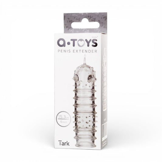 Manșon pentru penis A-TOYS Tark, pentru îngroșare și stimulare intensă, texturat, cu striații, transparent, 14 cm
