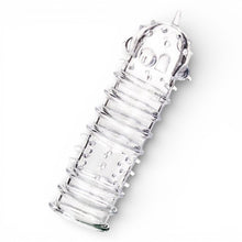 Manșon pentru penis A-TOYS Tark, pentru îngroșare și stimulare intensă, texturat, cu striații, transparent, 14 cm