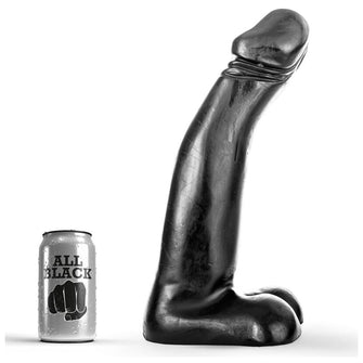 Dildo All Black - Realistic, pentru penetrare tip fisting, negru, 29 cm