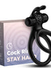 Inel vibrator pentru penis ARMONY - TRAVELER DOUBLE VIBRATOR RING, pentru imbunatatirea performantelor sexuale si stimularea clitorisului, din silicon, negru