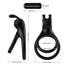 Inel vibrator pentru penis ARMONY - TRAVELER DOUBLE VIBRATOR RING, pentru imbunatatirea performantelor sexuale si stimularea clitorisului, din silicon, negru