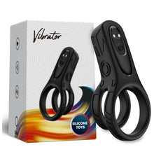 Inel vibrator dublu pentru penis ARMONY - Vibrator, 9 moduri de vibrare, negru