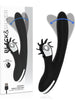 Vibrator cu rotatie BLACK&SILVER - BUNNY GRIMM WAVE, soft silicon, negru, 7 moduri de stimulare a clitorisului