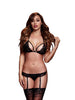 Lenjerie set 2 piese Baci - Lacy Bra Garter Open Crotch Panty, negru, marime universala