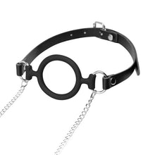 Set BDSM BEDROOM FANTASIES Nipple Clamps & Gag Ring, conține cleme pentru sfârcuri și inel cu căluș, reglabil, din silicon și piele ecologică, negru și argintiu