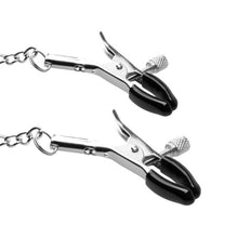 Set BDSM BEDROOM FANTASIES Nipple Clamps & Gag Ring, conține cleme pentru sfârcuri și inel cu căluș, reglabil, din silicon și piele ecologică, negru și argintiu