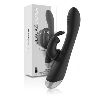 Vibrator BLACK&SILVER Adam, 10 functii de vibrare si stimulator tip rabbit