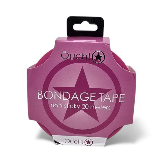 Bandă OUCH! Bondage Tape, pentru jocuri erotice BDSM, nelipicioasă, lungime 20 m, culoare roz