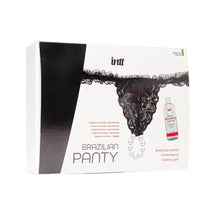 Brazilian Panty Black INTT, cu inel de Perle stimulatoare și Lubrifiant cu aromă de căpșuni 50ml