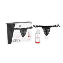 Brazilian Panty Black INTT, cu inel de Perle stimulatoare și Lubrifiant cu aromă de căpșuni 50ml