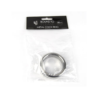 Inel pentru penis Bound to Please - Metal Cock Ring, din metal, argintiu, 40 mm