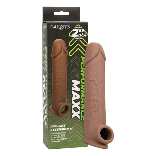 Manson CALEXOTICS - Performance MAXX 8'', pentru extensia penisului, din silicon, maro