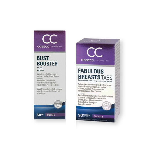 Pachet pentru femei: Gel COBECO PHARMA CC Bust Booster, 60 ml + Capsule COBECO PHARMA CC Fabulous Breasts, 90 buc