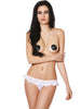 Chilot tanga sexy cu volănașe Le Frivole 04330, Crotchless, XS/S, Alb