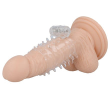 Manson pentru penis CASUAL LOVE - RING VIBRATING SLEEVE pentru stimulare intensă și ingroșare, transparent