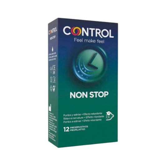 Prezervative cu striatii, CONTROL NONSTOP Points & Stripes, efect de intarziere ejaculare, 1 cutie x 12 buc