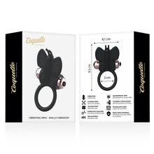 Inel vibrator pentru penis COQUETTE TOYS - Butterfly cock ring, pentru imbunatatirea performantelor sexuale si stimularea clitorisului, din silicon, negru