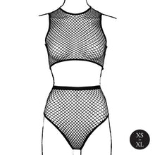 Lenjerie set 2 piese LE DESIRE - DES069BLKOS, tip plasa, negru, mărime XS - XL