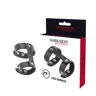 Inel pentru penis DARKNESS - Cock Harness, ajustabil, din piele ecologica, negru