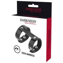 Inel pentru penis DARKNESS - Cock Harness, ajustabil, din piele ecologica, negru