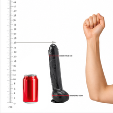 Dildo gros SUMMUM by Gangbangster Broke, textură realistă, bază cu ventuză pentru fixare, diametru 6 cm, lungime inserabilă 26 cm, negru