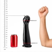 Dildo gros SUMMUM by Gangbangster Hasta la Victoria, în formă de mână, bază cu ventuză, diametru 8 cm, lungime inserabilă 30 cm, negru