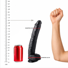 Dildo gros SUMMUM by Gangbangster Eso Yo, textură realistă, bază cu ventuză pentru fixare, diametru 6 cm, lungime inserabilă 30 cm, negru