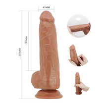 Dildo realist cu testicule PRETTY LOVE Draco, cu material flexibil care imită pielea, bază cu ventuză, 23.3 cm, culoarea maro