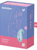 Vibrator dublu SATISFYER Dipping Delight, pentru stimulare clitoridiană și vaginală, 12 funcții de vibrații, rezistent la apă IPX7, albastru
