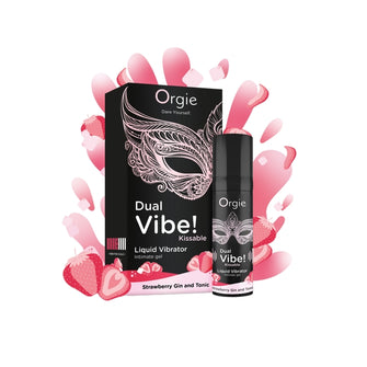 Gel ORGIE Dual Vibe! Kissable - Strawberry Gin and Tonic, pentru stimulare clitoris si excitare, efect incalzire si furnicaturi, 15 ml