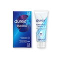 Pachet pentru cupluri: Prezervative Durex Natural Regular Fit, 56 mm, 12 buc + Lubrifiant pe bază de apă Durex Natural Hidratante, 100 ml