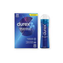 Pachet pentru cupluri: Prezervative Durex Originals Classic Natural, 20 buc + Lubrifiant pe bază de apă Durex Play Original H2O, 50 ml