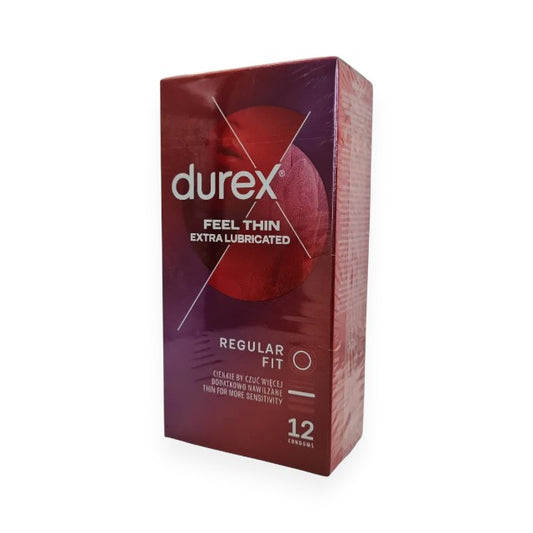 Prezervative ultra subtiri Durex Thin Feel, Extra Lubrifiate, 56 mm, 1 cutie x 12 buc