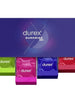 Set prezervative DUREX Surprise Me, diverse sortimente, extra subțiri, groase, cu nervuri și puncte, din latex, diametru 53/56, 40 buc (cutie cadou)