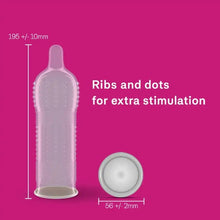 Prezervative DUREX Pleasure Max, cu puncte și striații pentru senzație intensă, din latex, diametru 56 mm, 3 buc