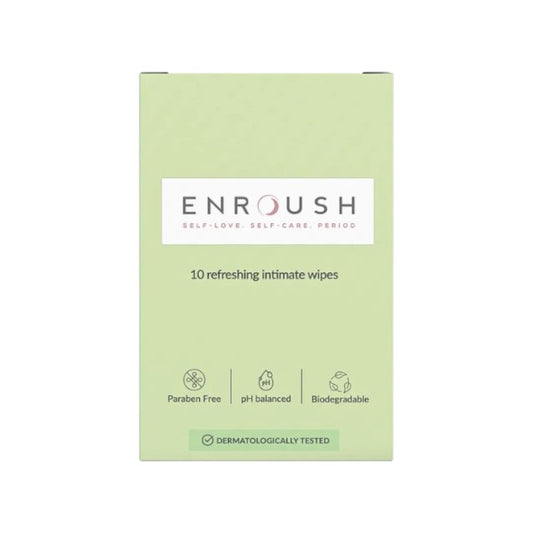 Șervețele intime ENROUSH 10 Refreshing Intimate Wipes, hipoalergenice, biodegradabile, pH echilibrat, cu extract de mușețel, 10 buc