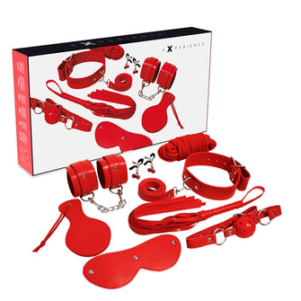 Set accesorii BDSM EXPERIENCE, 8 piese, Roșu