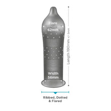 Prezervative EXS Ribbed & Dotted, texturate, subțiri și rezistente, diametru 56 mm, 100 bucăți
