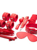 Set bondage FETISH B-SERIES Hidden Desire, pentru jocuri erotice BDSM, 8 accesorii, din piele ecologică, culoare roșu cu argintiu