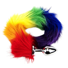 Plug anal Furry Fantasy - Rainbow, din aluminiu, cu coada, 7 cm