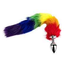 Plug anal Furry Fantasy - Rainbow, din aluminiu, cu coada, 7 cm