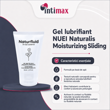 Gel lubrifiant NUEI Naturalis Moisturizing Sliding, pe bază de apă, textură naturală, efect similar lubrifierii feminine, 50 ml