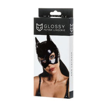 Mască pisică GLOSSY Wetlook Ann Cat Mask, design sexy inspirat de Catwoman, pentru jocuri erotice, negru, mărime universală