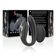 Vibrator dual IBIZA rotating dual vibrator, pentru stimulare clitoris si punctul G, 10 functii de rotatie, 10 functii de vibratii, negru