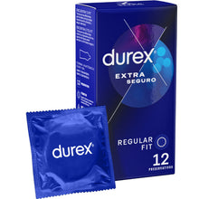 Prezervative clasice Durex Extra Seguro, lubrifiate si rezistente, 56 mm, 1 cutie x 12 buc