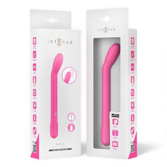 Vibrator pentru punctul G INTENSE Karlie, 10 funcții de vibrație, lungime 19 cm, culoare roz