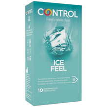 Prezervative cu striatii CONTROL ICE FEEL, cu efect de racire, 1 cutie x 10 buc