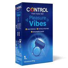 Inel vibrator pentru penis CONTROL Pleasure Vibes, pentru îmbunătățirea performanțelor sexuale, culoare albastru